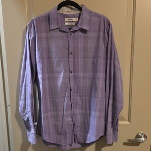 Calvin Klein Men's Lavender Plaid Shirt